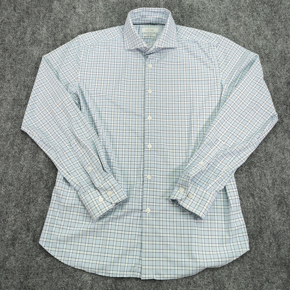 Porter & Ash Shirt Men's Medium Blue Kinetic Stretch Plaid Performance
